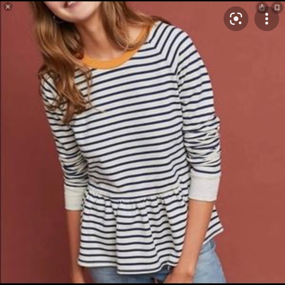 Anthropologie tla striped peplum sweater/sweatshirt